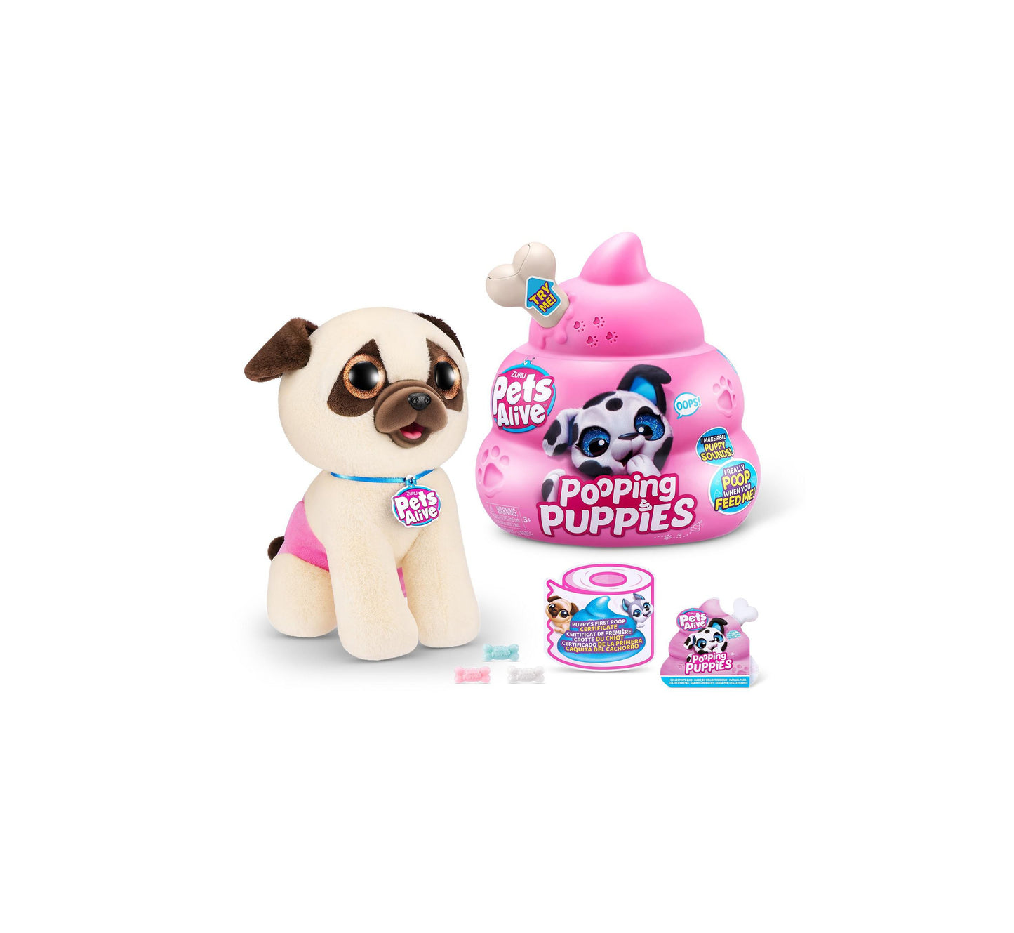 Zuru Pets Alive Pooping Puppies Series 1 Interactive Plush - Collectible Pug, Dalmatian, Husky