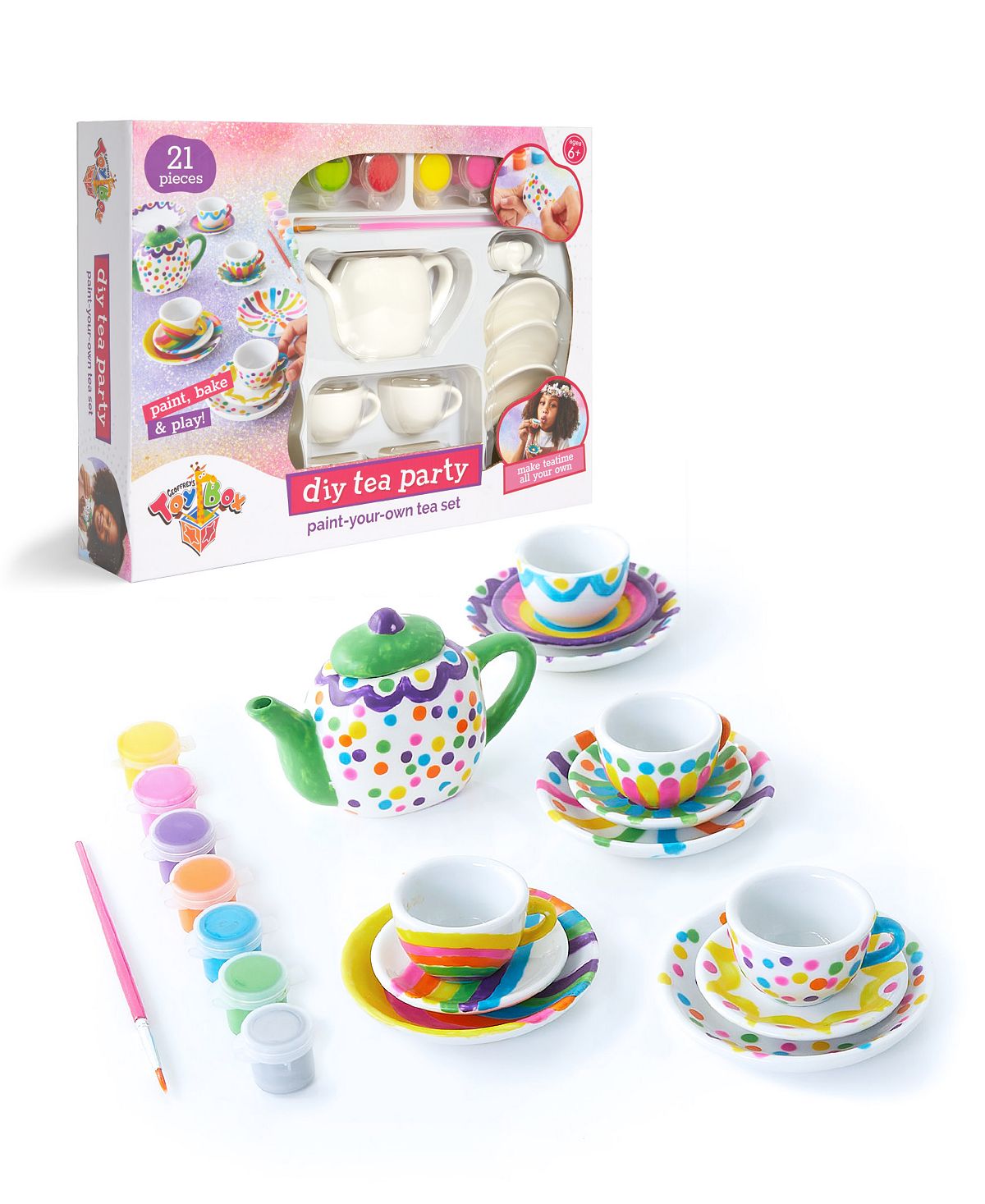 Geoffrey's Toy Box 21-Piece DIY Tea Party Ceramic Painting Set