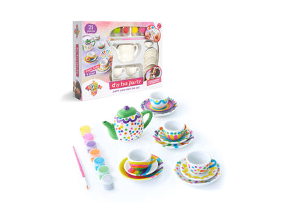 Geoffrey's Toy Box 21-Piece DIY Tea Party Ceramic Painting Set