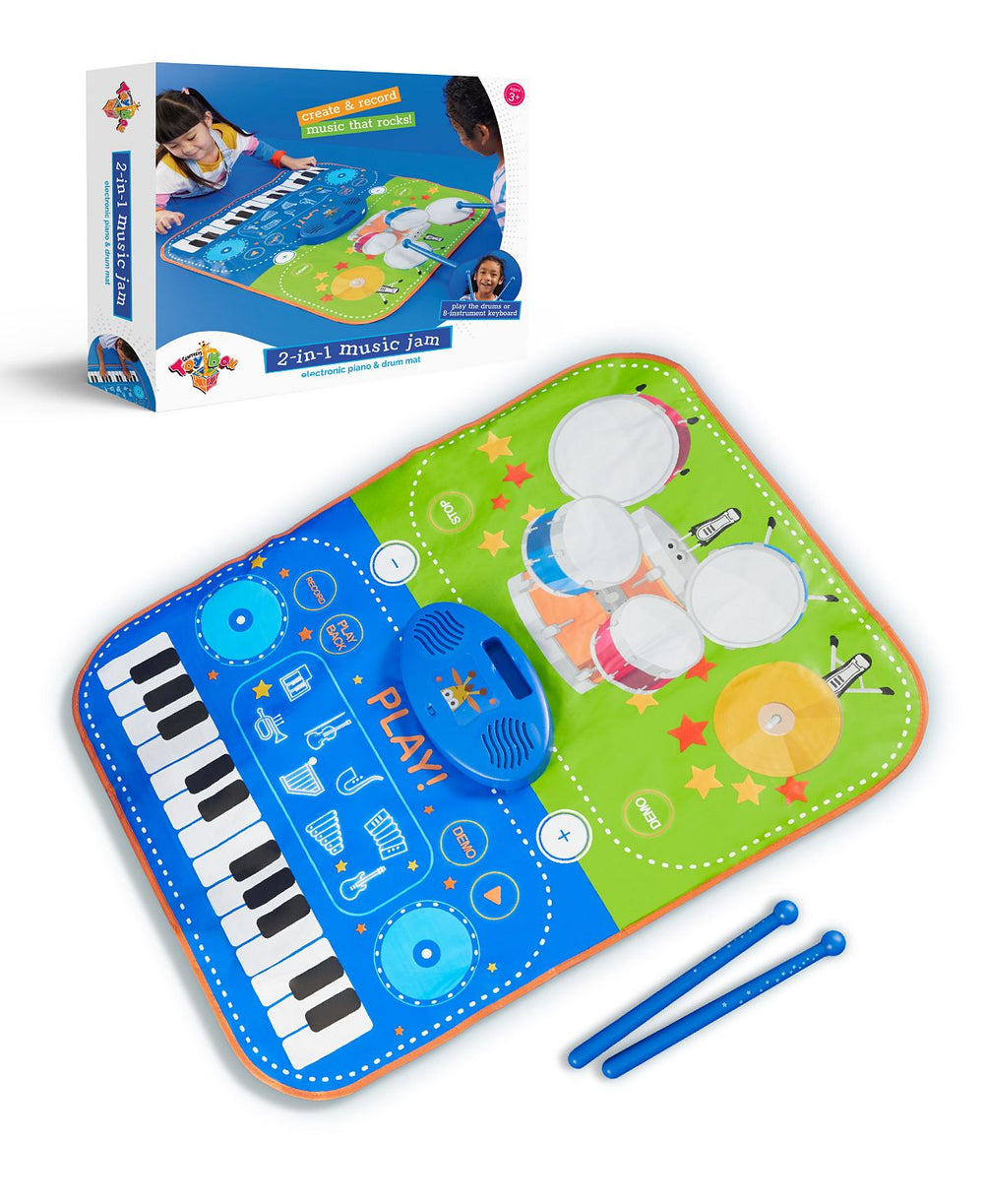 Geoffrey's Toy Box 2-in-1 Electronic Piano and Drum Mat, 3-Piece Set