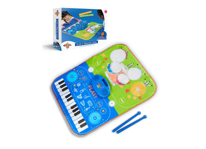 Geoffrey's Toy Box 2-in-1 Electronic Piano and Drum Mat, 3-Piece Set