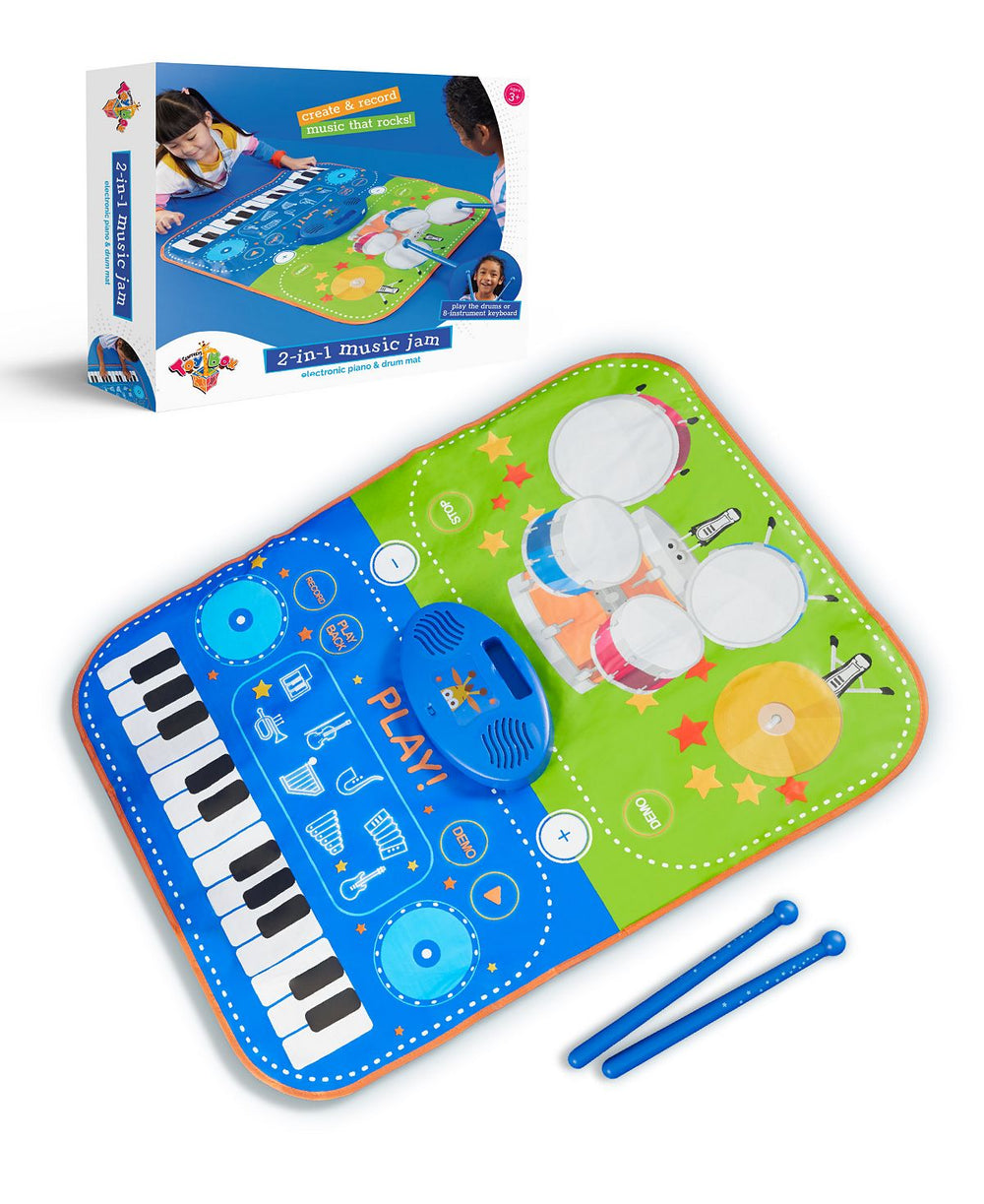 Geoffrey's Toy Box 2-in-1 Music Jam 3 Pieces Electronic Piano and Drum Mat, Created for Macy's