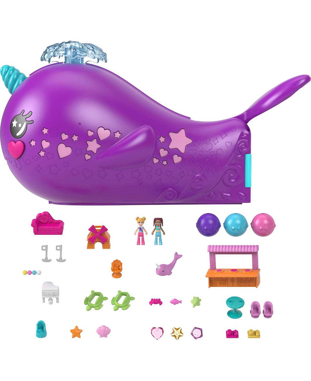 Polly Pocket Sparkle Cove Adventure Narwhal Adventurer Boat Playset