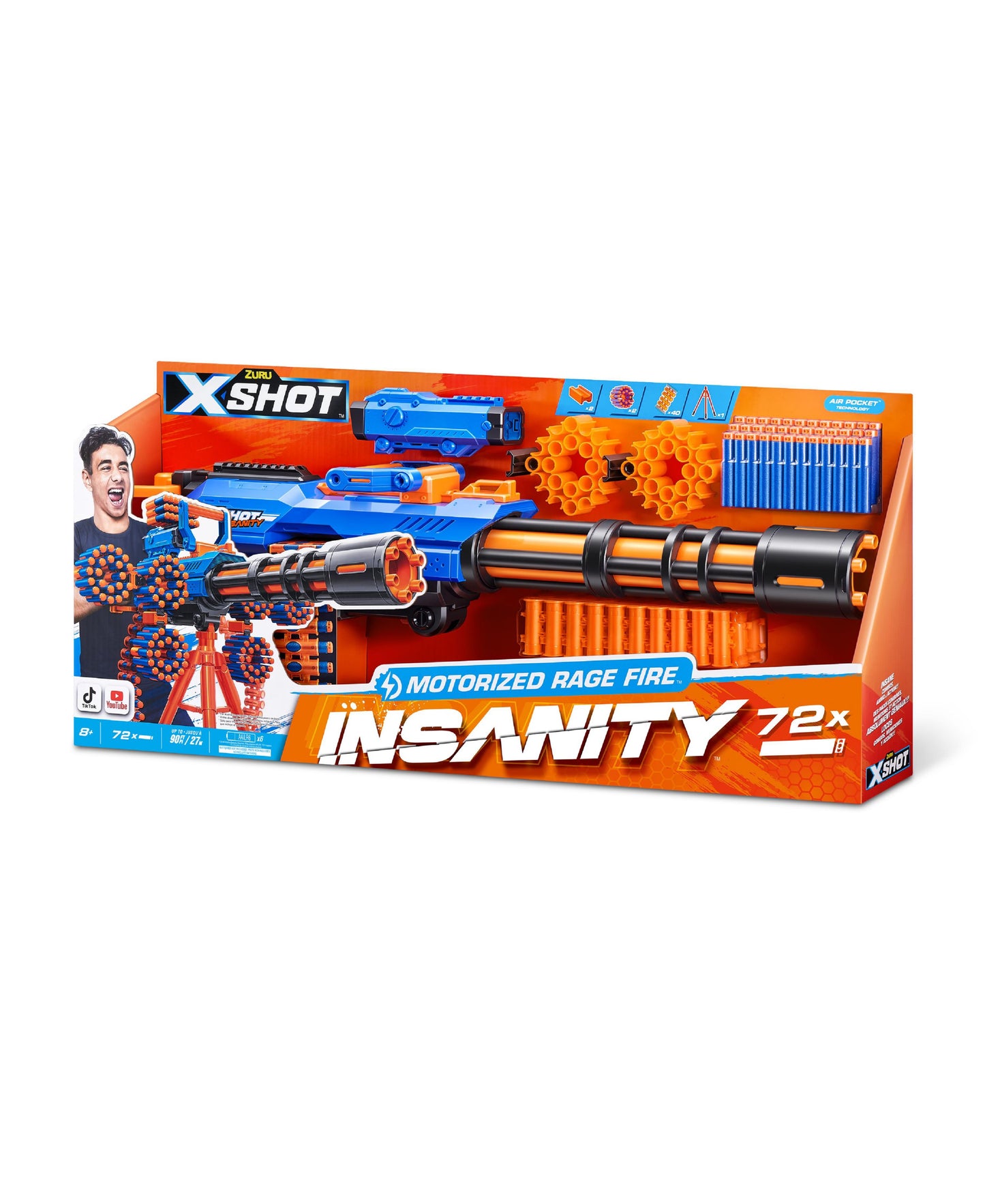 X-Shot Zuru Insanity Motorized Rage Fire Gatlin Blaster