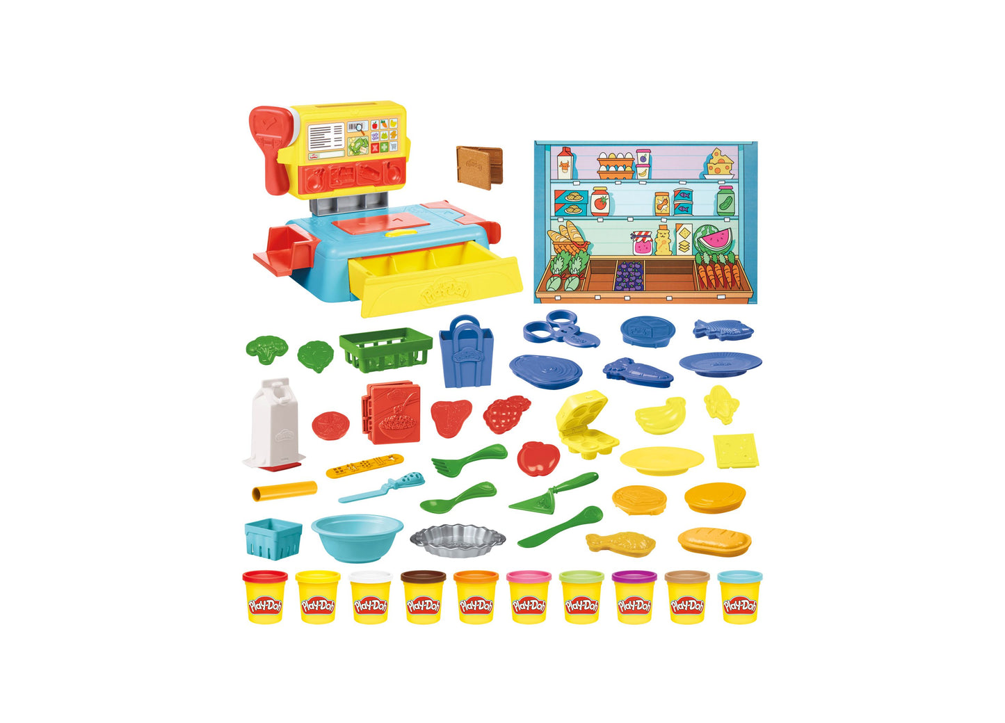 Play-Doh Supermarket Spree Playset with Interactive Cash Register and 10 Colors