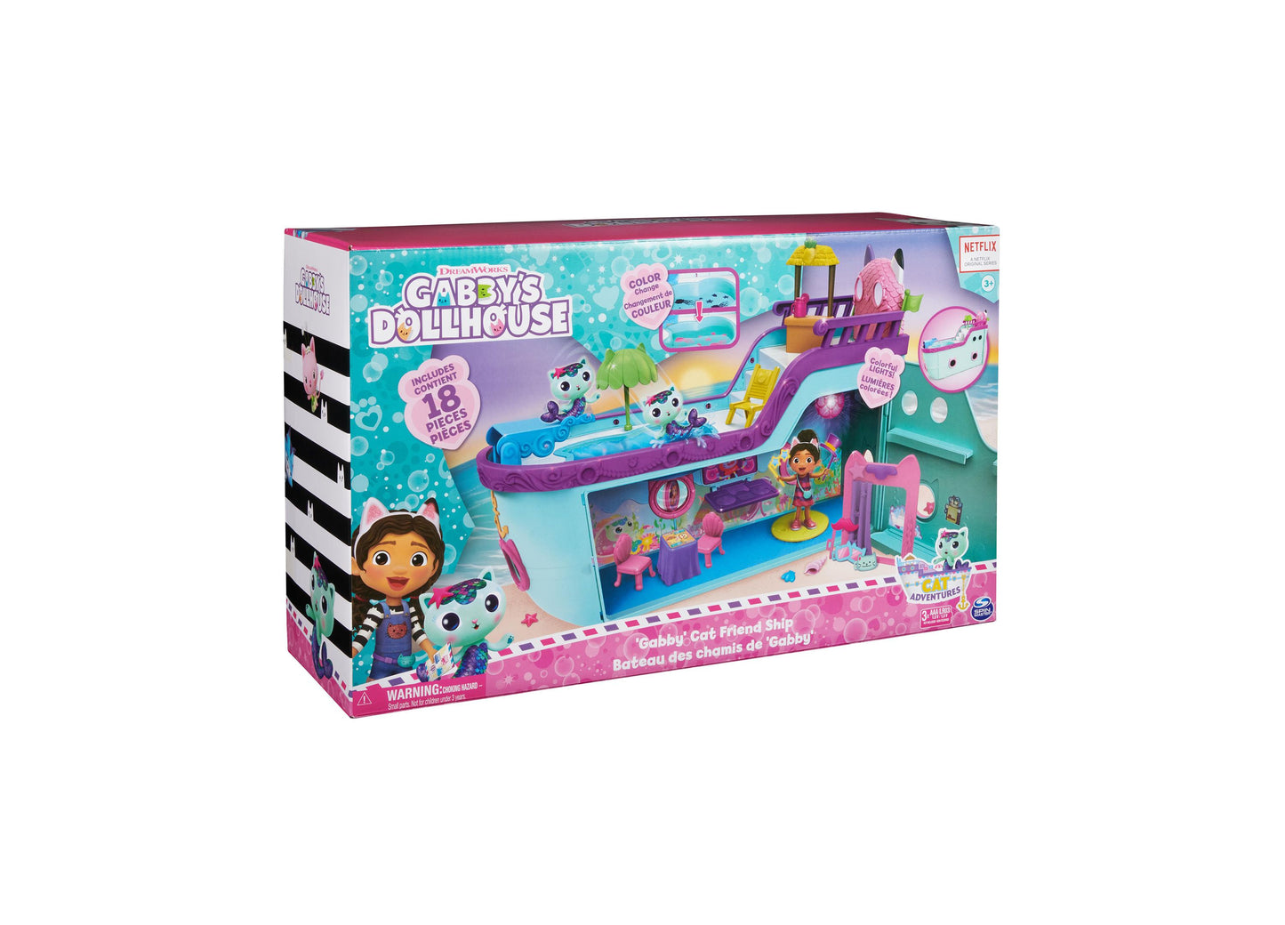 Gabby's Dollhouse Cat Friend Ship Cruise Playset with Figures and Accessories