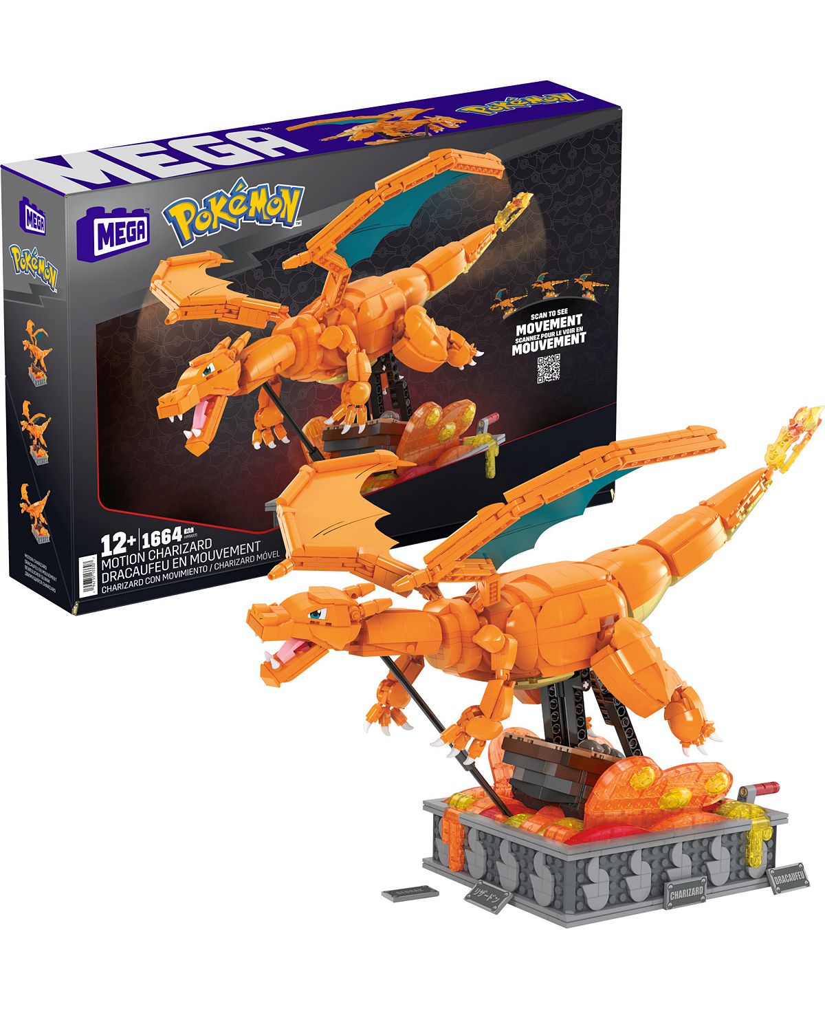 MEGA Pokemon Charizard Motion Tech Building Kit (1663 Pieces) - Collector's Edition