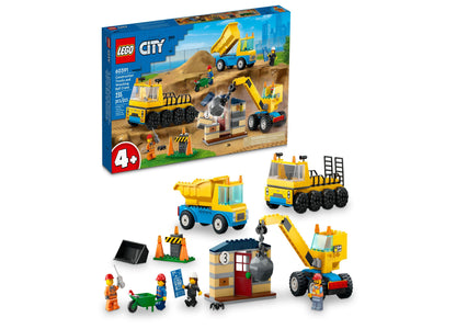 LEGO® City 60391 Great Vehicles Construction Trucks & Wrecking Ball Crane Toy Vehicle Building Set