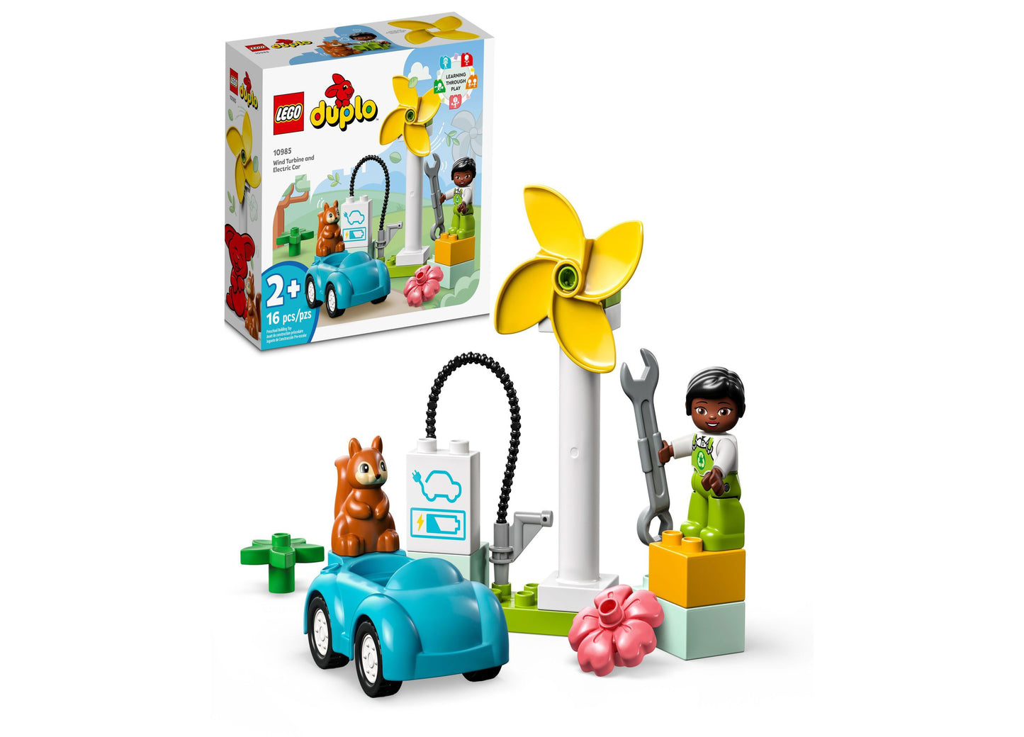 LEGO DUPLO Town 10985 Wind Turbine & Electric Car Building Set for Preschoolers