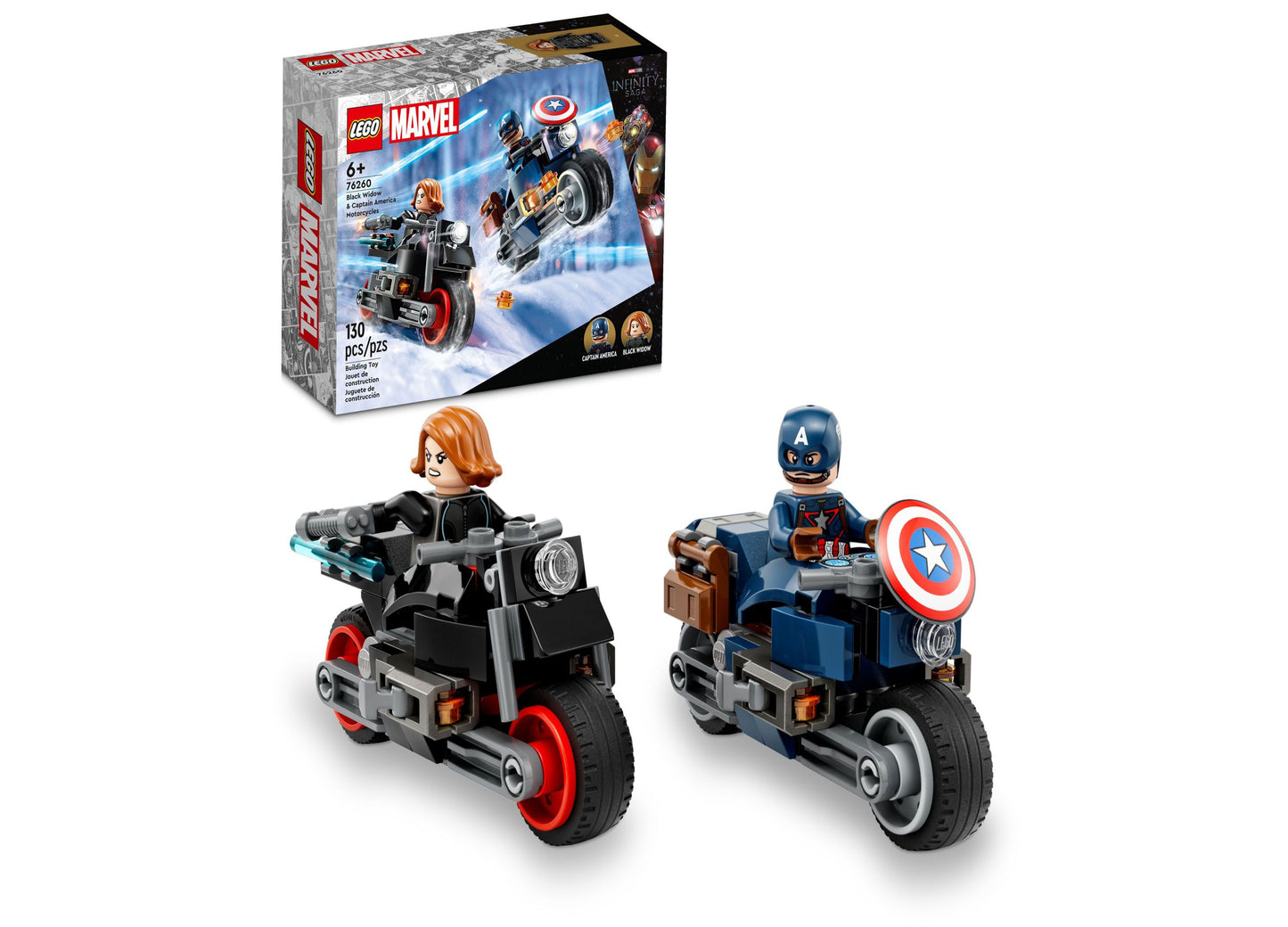 LEGO® Super Heroes Marvel 76260 Black Widow & Captain America Motorcycles Toy Building Set