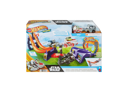 Hot Wheels Racerverse Star Wars Track Set with Grogu and Mandalorian Racers