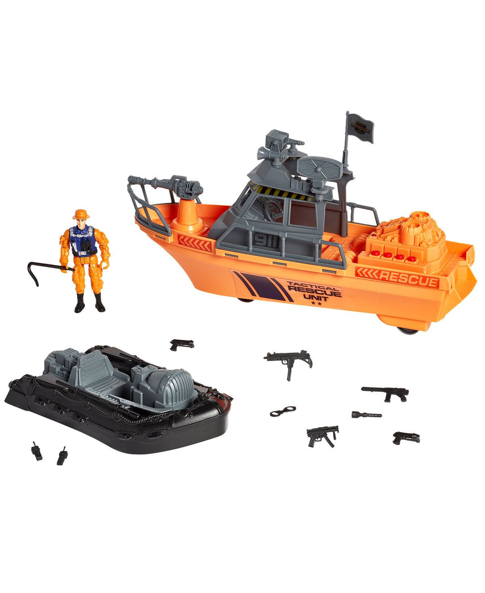 True Heroes Tactical Rescue Boat Playset with Action Figure and Accessories