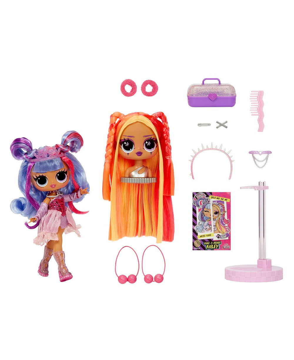 LOL Surprise! Tweens Fashion Doll - Buns-2-Braids Bailey with Swappable Styling Head