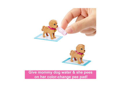 Barbie Pup Adoption Playset with Interactive Color-Change Puppies