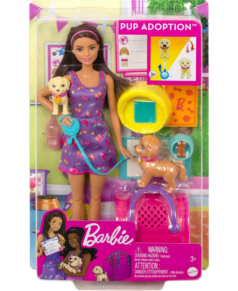 Barbie Pup Adoption Playset with Interactive Color-Change Puppies