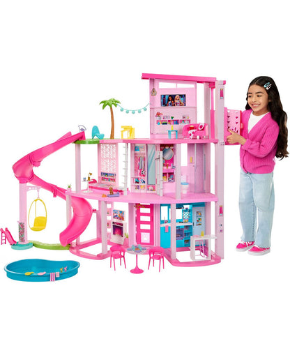 Barbie Dreamhouse, 75+ Pieces, Pool Party Doll House With 3 Story Slide