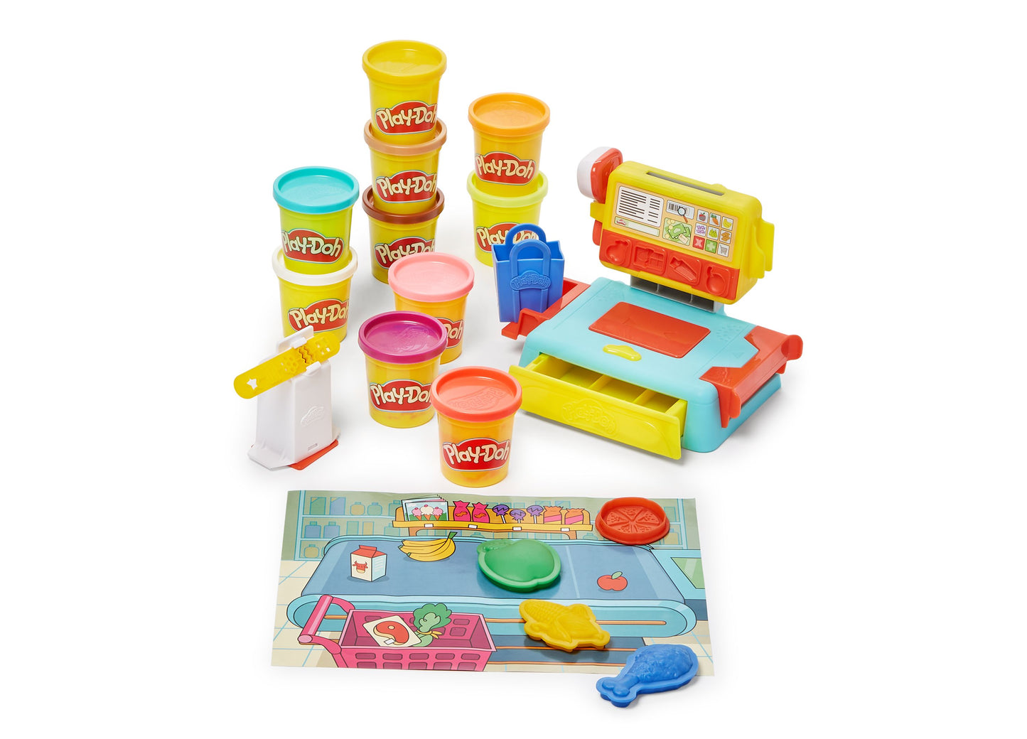 Play-Doh Supermarket Spree Playset with Interactive Cash Register and 10 Colors