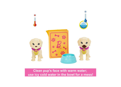 Barbie Pup Adoption Playset with Interactive Color-Change Puppies