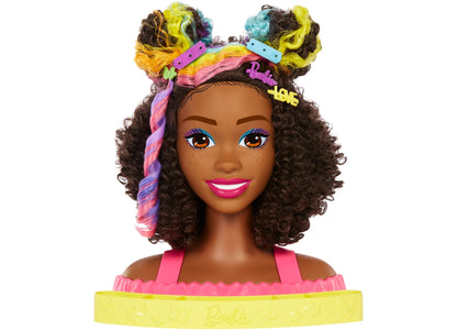 Barbie Deluxe Styling Head, Barbie Totally Hair, Curly Brown Rainbow Hair