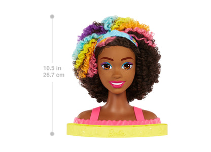 Barbie Deluxe Styling Head, Barbie Totally Hair, Curly Brown Rainbow Hair