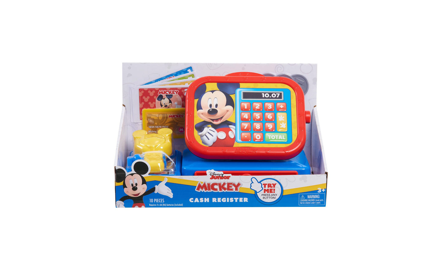 Disney Junior Mickey Mouse Funhouse Cash Register with Realistic Sounds, Pretend Play Money and Scanner