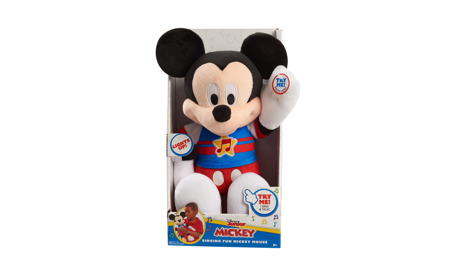 Disney Junior Mickey Mouse Funhouse Singing Fun Mickey Mouse 13" Lights and Sounds Feature Plushie, Sings The Wiggle Giggle Song