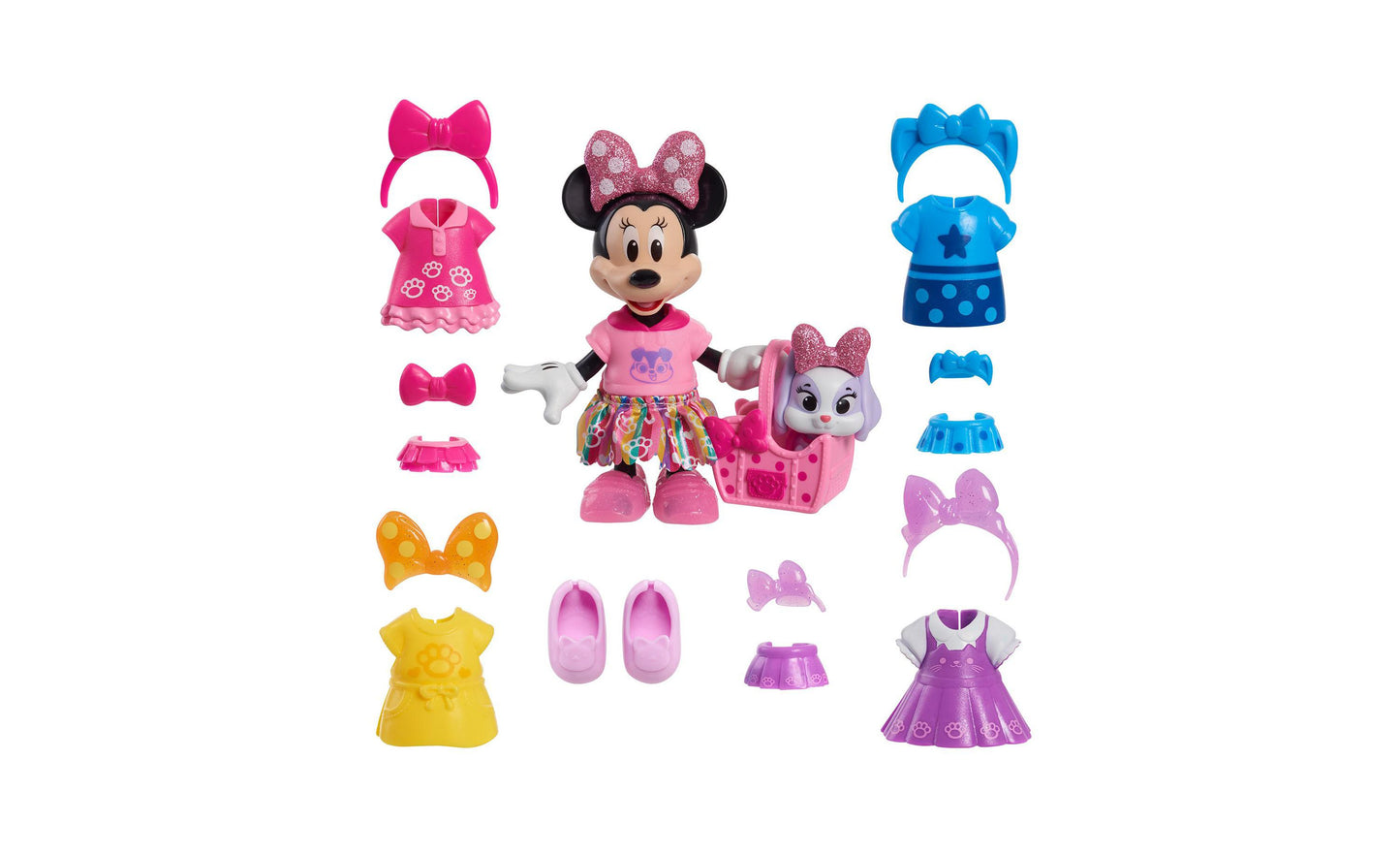 Disney Junior Minnie Mouse Glitter and Glam Pet Fashion Set - 23 Piece Doll and Accessories