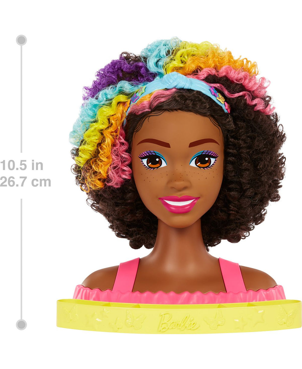 Barbie Deluxe Styling Head, Barbie Totally Hair, Curly Brown Rainbow Hair