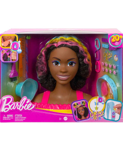 Barbie Deluxe Styling Head, Barbie Totally Hair, Curly Brown Rainbow Hair