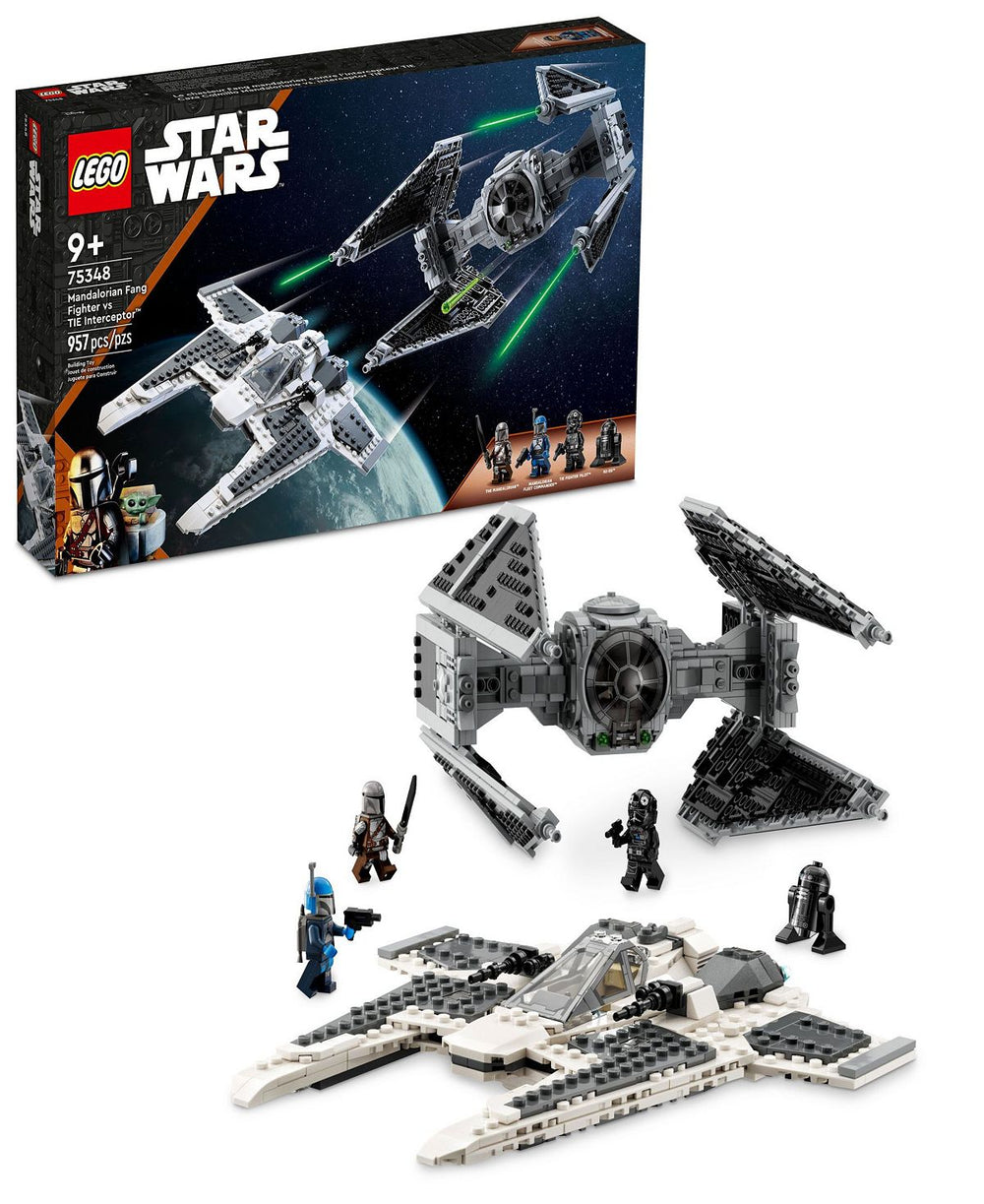 LEGO® Star Wars 75348 Mandalorian Fang Fighter vs. TIE Interceptor Toy Building Set with the Mandalorian, the Mandalorian Fleet Commander & TIE Pilot Minifigures