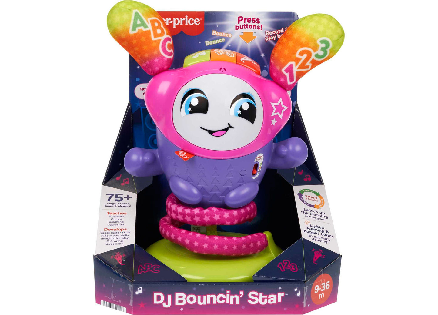 Fisher-Price DJ Bouncin' Star Interactive Musical Learning Toy with Lights and Sounds