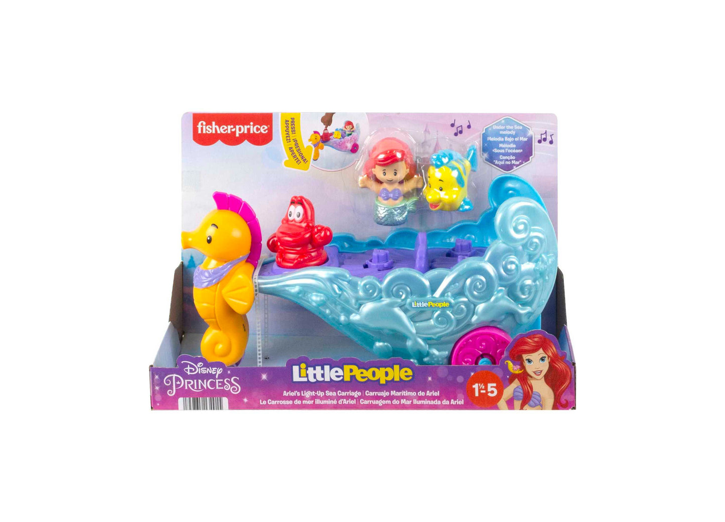 Little People Disney Princess Ariel's Light-Up Sea Carriage Playset with Music