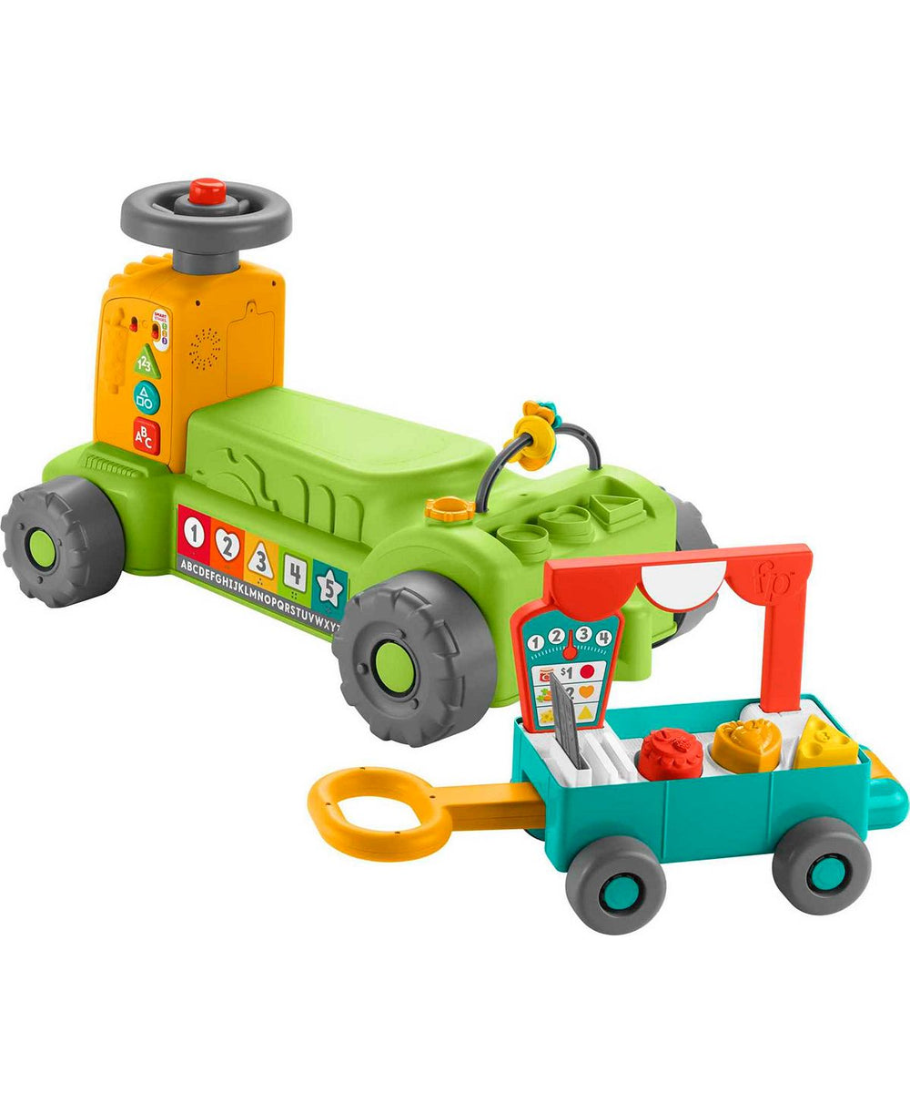 Fisher-Price Laugh & Learn Farm to Market Tractor and Wagon Interactive Ride-On Toy