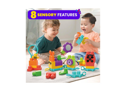 Mega Bloks Fisher-Price Sensory Toy Blocks Move and Groove Caterpillar 24 Pieces for Toddler Set