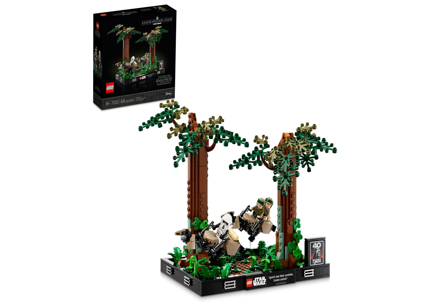 LEGO Star Wars Endor Speeder Chase Diorama Set with Iconic Minifigures - 608 Pieces