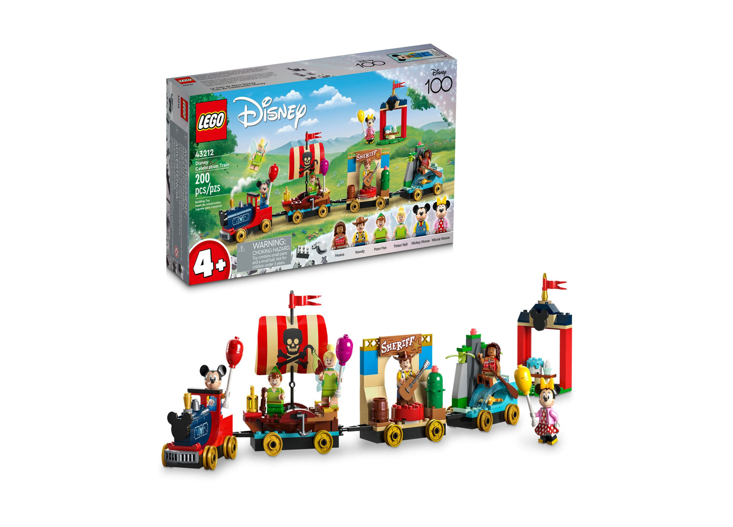 LEGO® Disney 43212 Classic Disney Celebration Train Toy Building Set with Mickey Mouse, Minnie Mouse, Moana, Peter Pan, Tinker Bell & Woody Minifigures