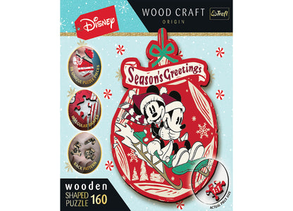 Trefl Wood Craft Disney Christmas Mickey 160 Piece Wooden Shape Puzzle