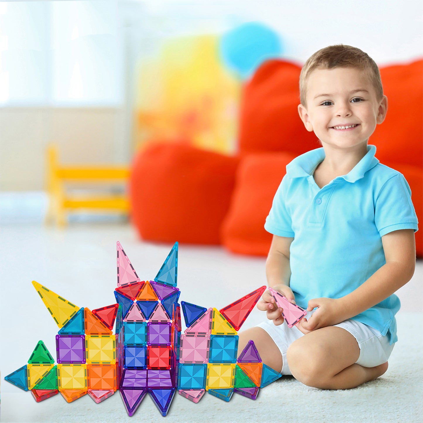 PicassoTiles Mini Diamond 61-Piece Magnetic Building Tile Set