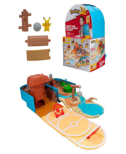 Pokemon Carry Case Battle Desert Playset with 4 Figures