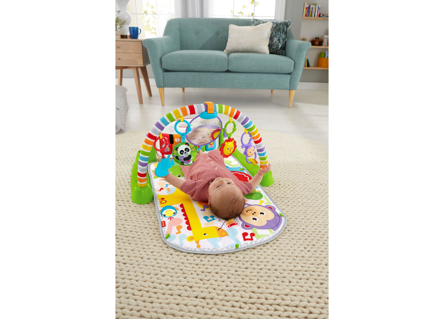 Fisher-Price Deluxe Kick & Play Piano Gym, Interactive Musical Toy for Newborns, Available in Green and Pink