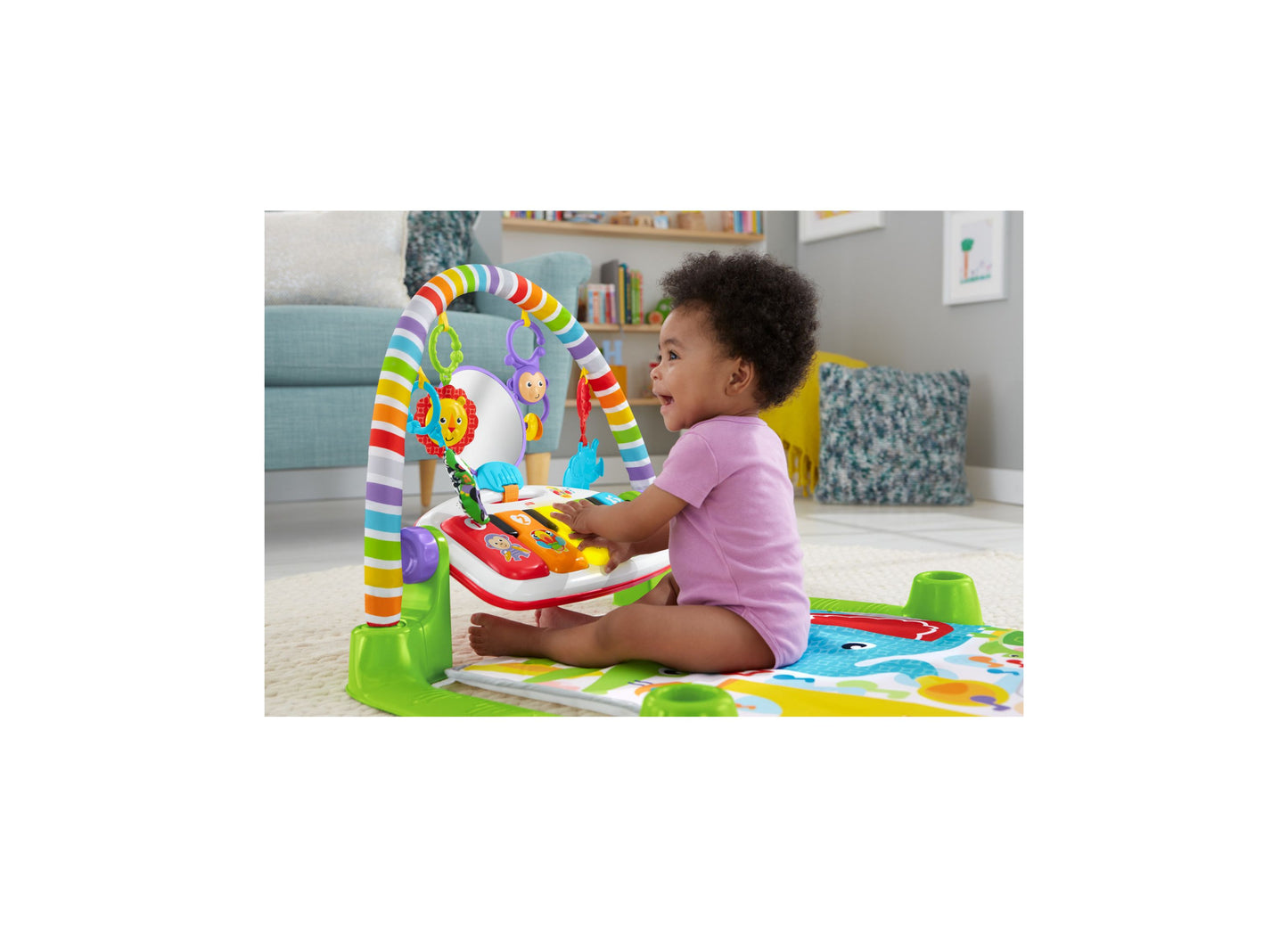 Fisher-Price Deluxe Kick & Play Piano Gym, Interactive Musical Toy for Newborns, Available in Green and Pink