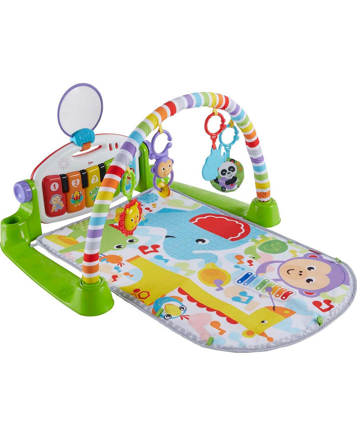 Fisher-Price Deluxe Kick & Play Piano Gym, Interactive Musical Toy for Newborns, Available in Green and Pink