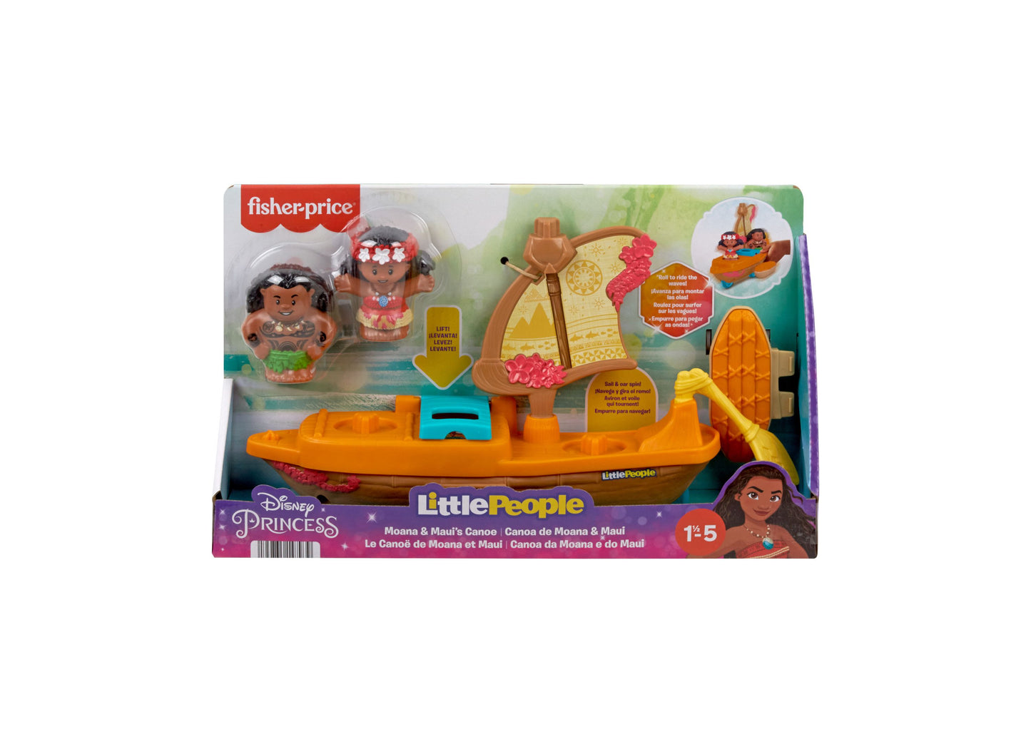 Fisher Price Little People Disney Princess Moana Toys, Moana Maui's Canoe, Toddler Toys