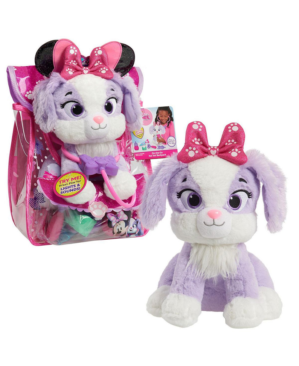 Disney Junior Minnie Mouse On-the-Go Pet Vet Backpack Set with Interactive Plush