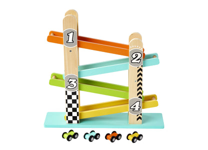 Imaginarium Wooden Drop and Go Ramp Racer Playset with 4 Racing Cars