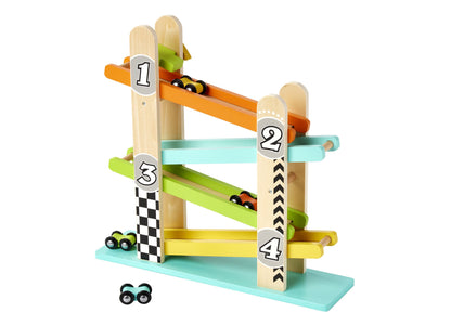 Imaginarium Wooden Drop and Go Ramp Racer Playset with 4 Racing Cars