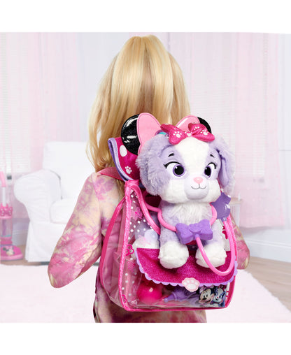 Disney Junior Minnie Mouse On-the-Go Pet Vet Backpack Set with Interactive Plush