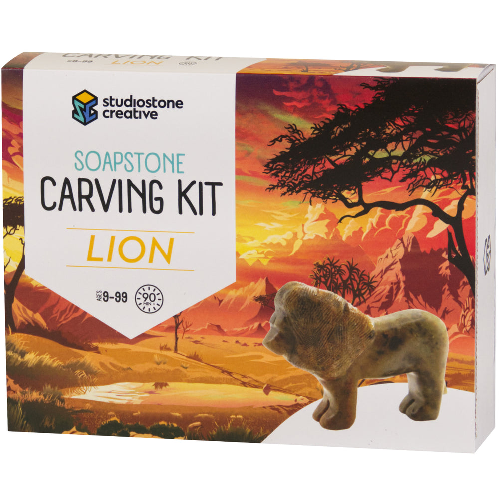 Studiostone Creative Lion Soapstone Carving Kit - Art Sculpting Set