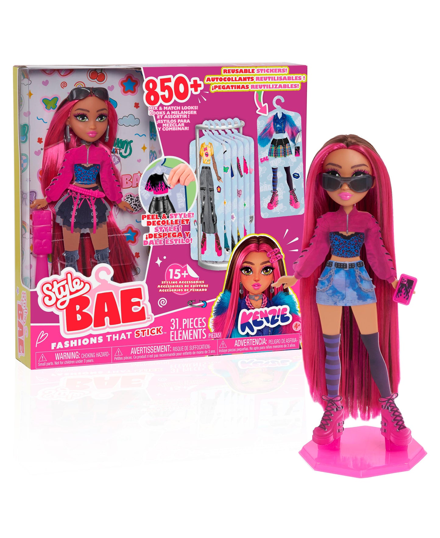 Style Bae Kenzie 10-inch Fashion Doll with Reusable Sticker Outfits and Accessories