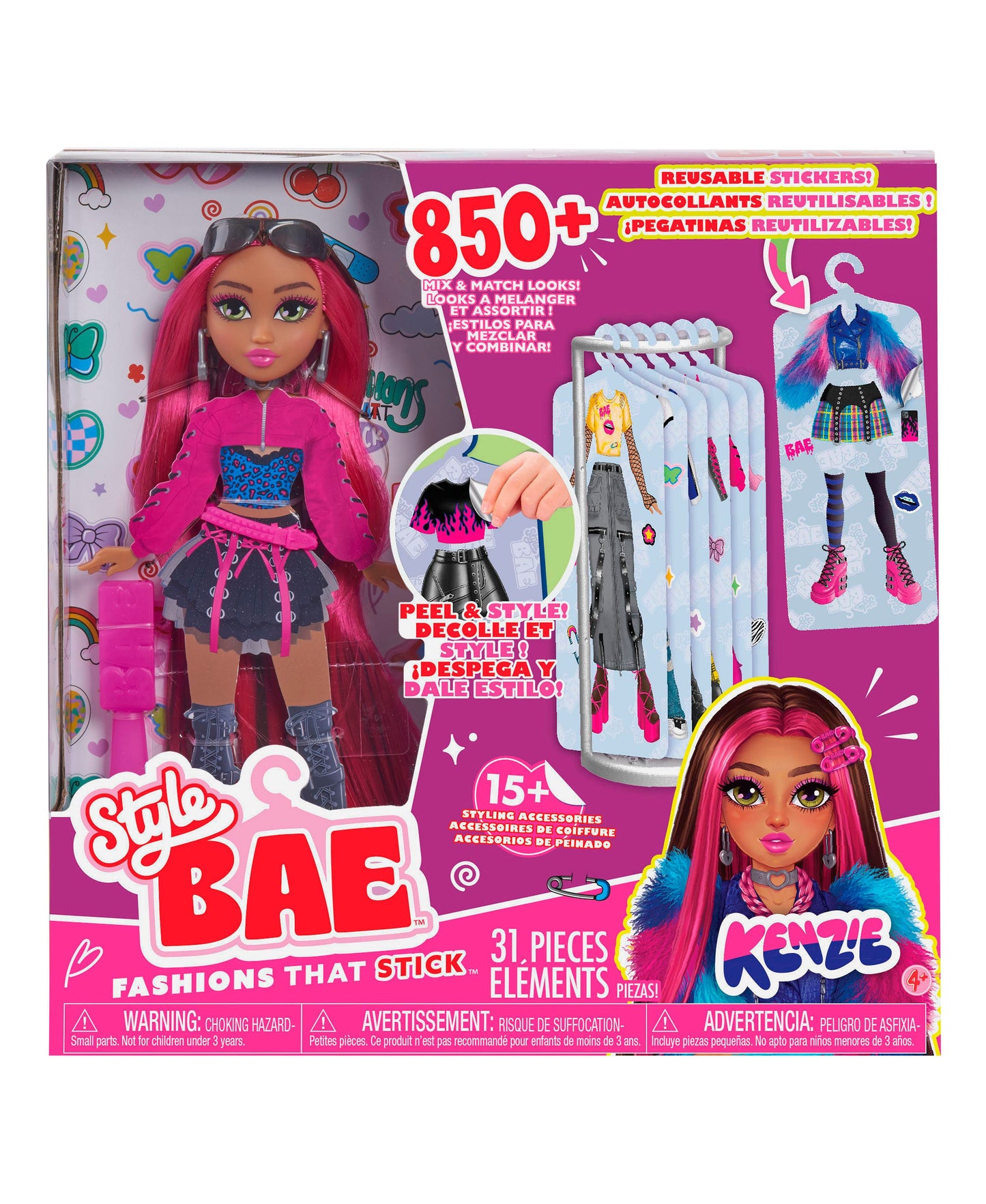 Style Bae Kenzie 10-inch Fashion Doll with Reusable Sticker Outfits and Accessories